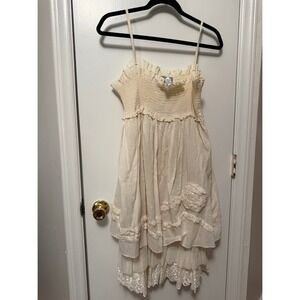 Smocked Cotton Boho Tiered GirlhoodCore Embroidered Dress Brand 213 Medium